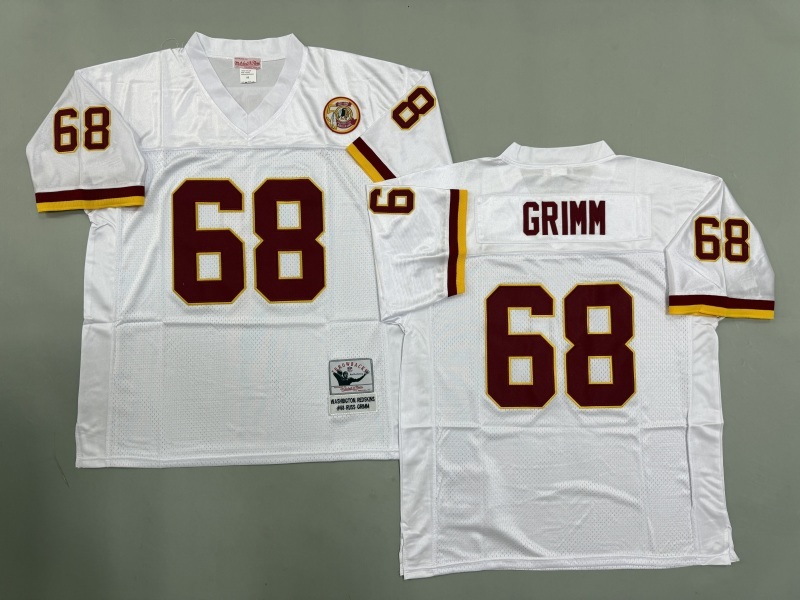 Men 2025 Washington Redskins #68 Grimm white Throwback Limited NFL Jersey style 001